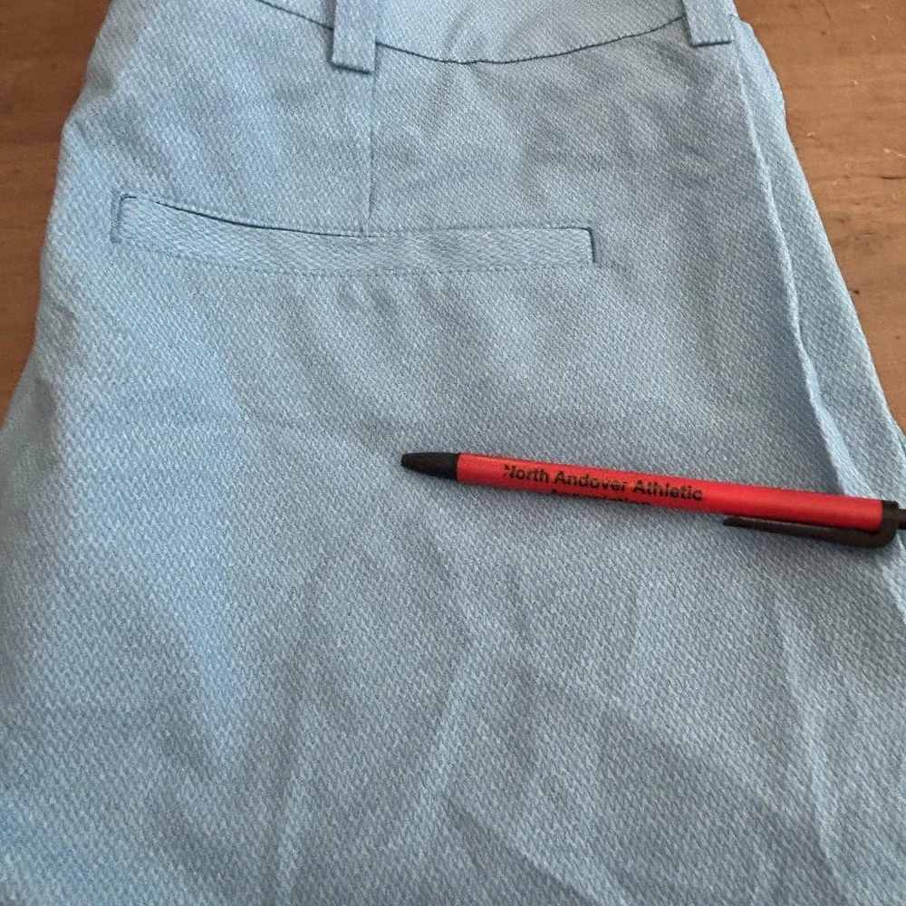 PGA TOUR Shorts Mens 34 Blue Herringbone Golf Chino 9 Inch Inseam Elastic Waist
